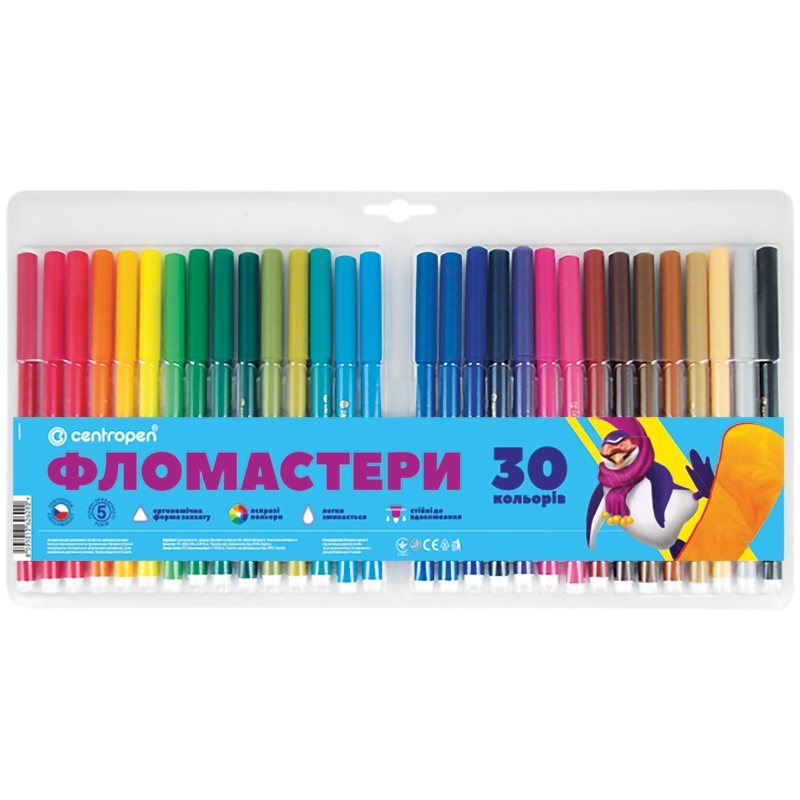 Фломастери CENTROPEN 7550/30 ТП, набір 30 шт.